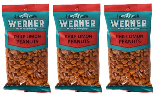 Werner Chile Limon Peanuts - 7 Oz. Bag (Pack of 3) - Spicy Peanuts with Chili and Lime