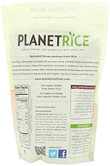 Planet Rice Bulk Sprouted Brown Rice - Great for Bulk Rice Cooking - Gaba Rice Gluten-Free, Vegan, Paleo, with 64% More Fiber - Soft and Chewy Texture - 22 Ounce (Pack of 6)