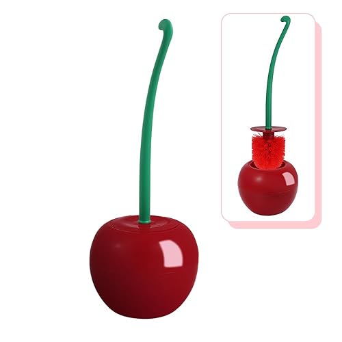 Cherry Toilet Brush, Cute Toilet Bowl Cleaners Brush and Holder Set, Unique Fruit Bathroom Decor Supplies and Fun Bathroom Accessories.