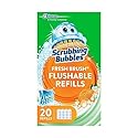 Scrubbing Bubbles Flushable Toilet Bowl Wand Cleaner Refills, Fresh Brush Cleaner Toilet Refill Pads, Removes Limescale & Odors, Citrus Scent, 20
