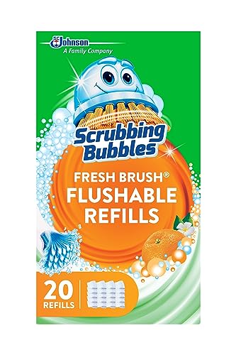 Scrubbing Bubbles Flushable Toilet Bowl Wand Cleaner Refills, Fresh Brush Cleaner Toilet Refill Pads, Removes Limescale & Odors, Citrus Scent, 20