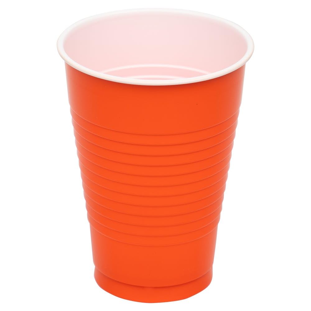 JAM Paper Bulk Plastic Party Cups - 12 oz - Orange - 200 Glasses/Box
