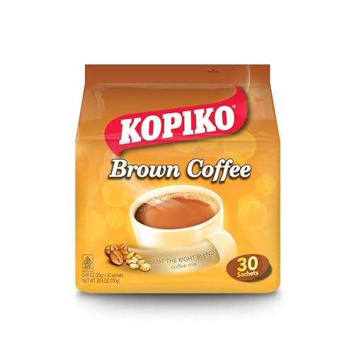 Kopiko Brown Instant Coffee Mix - Authentic Indonesian Volcanic Coffee - Taste the Irresistibly Delicious Coffee with Brown Sugar (0.88 OZ/25gr x 30