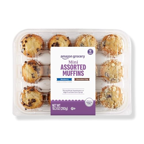 Amazon Grocery, Mini Assorted Blueberry & Chocolate Chip Muffins, 10.3 Oz, 12 Ct, Frozen