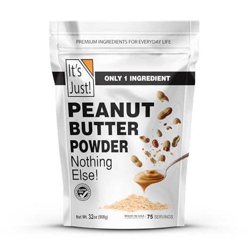 It's Just! Peanut Butter Powder - 90% Less Fat, Non-GMO, No Added Salt or Sugar, 1 Ingredient - 32oz