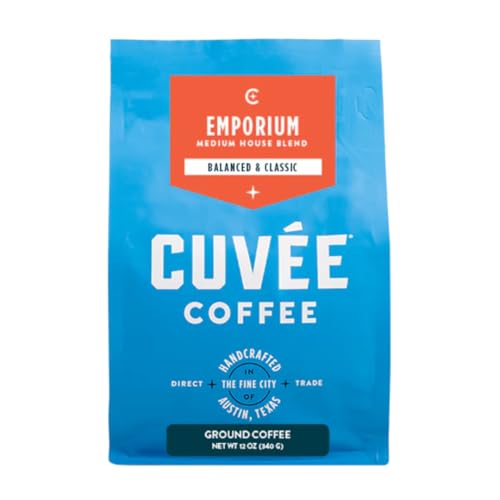 CUVEE COFFEE Ground Emporium Medium Roast Coffee - 12 oz Bag, Smooth Balanced Arabica, Small-Batch Roasted for Everyday Brewing