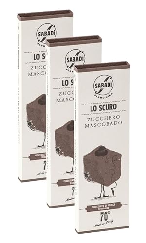 Sabadi Scuro 3-Pack | Organic Traditional Modica Chocolate | Cocolate with Mascobado Sugar | 70% Cacao | 3 x 50g Bar