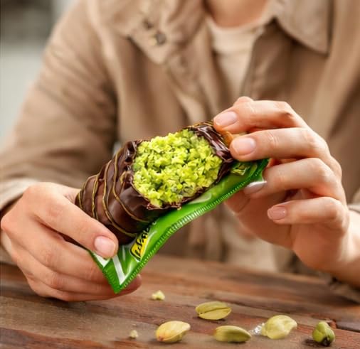 Dubai Cake - Pistachio Cream Filled Chocolate Cake Bars, 40 g Each (Pack of 12), Soft Sponge with Rich Pistachio Filling