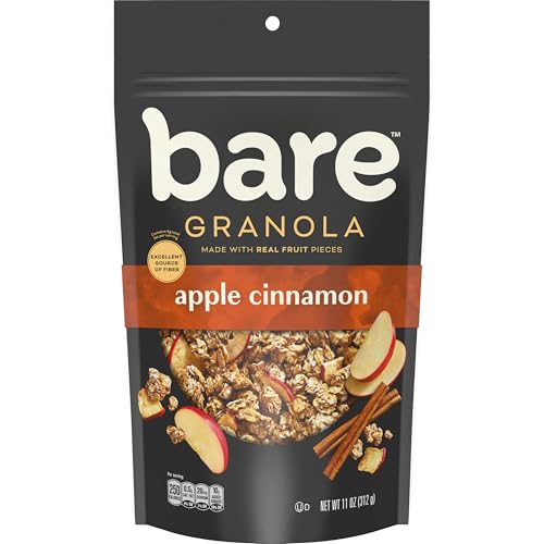 Bare Granola, Apple Cinnamon, 7g Fiber, Whole Grains, Heart Healthy, Real Fruit Pieces, 11 oz Bag