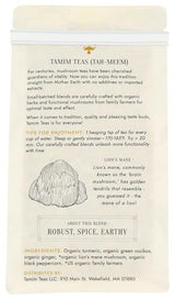 Tamim Teas Lion's Mane Mushroom Tea - Organic Lion's Main with Turmeric and Ginger - US Grown Organic Lion's Mane Mushroom - Caffeine Free Blend - 32