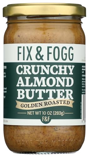 Fix & Fogg Crunchy Almond Butter - Natural Almond Butter Spread, New Zealand Made, No Added Sugar, Palm Oil Free, Non-GMO, Vegan, Keto & Paleo - 10