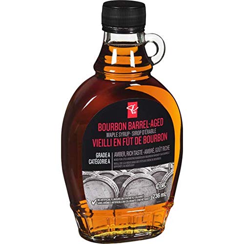 President's Choice Black Label Bourbon Barrel Aged Maple Syrup Amber, 236ml/8 fl. oz, Imported from Canada}