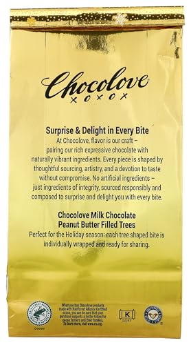 Chocolove Milk Chocolate Peanut Butter Tree Shaped Bites, 7.05 OZ