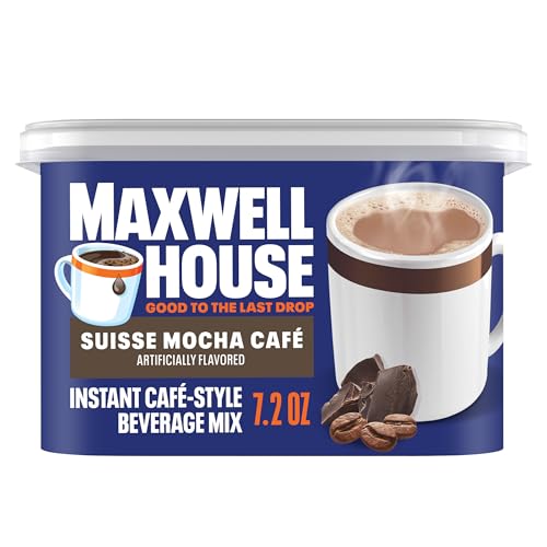 Maxwell House Instant Cafe-Style Beverage Mix, Easy to Prepare, 1 Canister, for Quick Morning Coffee or Afternoon Treat, Suisse Mocha Cafe, Kosher