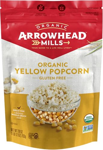 Arrowhead Mills Organic Yellow Popcorn, 28 oz Bag (Pack of 2)