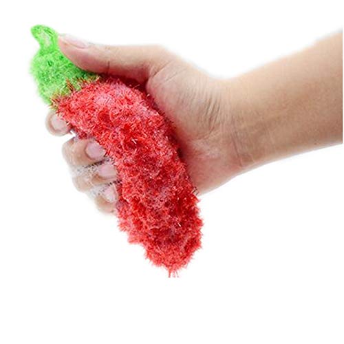 Acrylic Dish Scrubber for Dishwashing Multi-use Non-Scratch Net Cloth Scrubber Sponge Set of 2 (Strawberry)