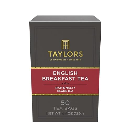 Taylors of Harrogate English Breakfast, Black Tea, Pillow Tea Bags, 50 Count (Pack of 1), Rich, Bright & Malty, Caffeinated, Enjoy Hot or Iced, 50