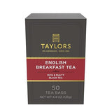 Taylors of Harrogate English Breakfast, Black Tea, Pillow Tea Bags, 50 Count (Pack of 1), Rich, Bright & Malty, Caffeinated, Enjoy Hot or Iced, 50