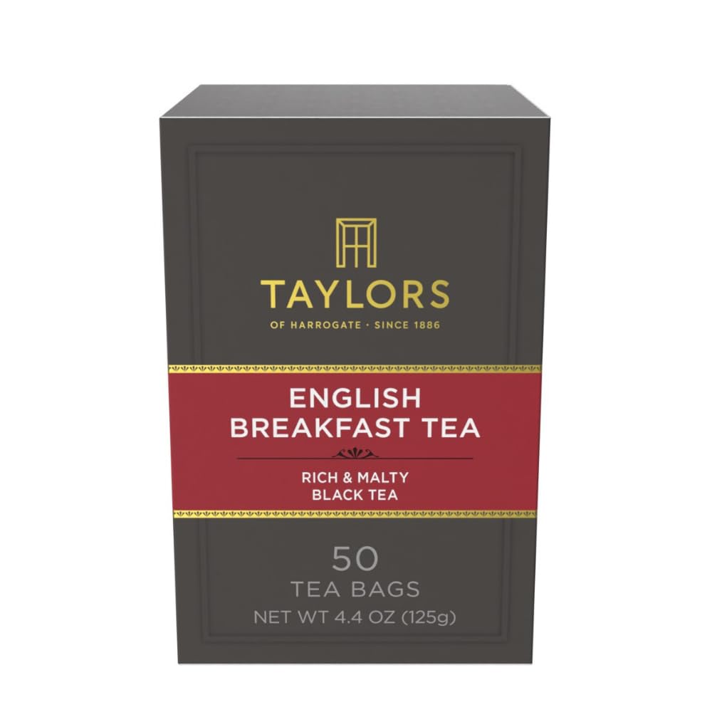 Taylors of Harrogate English Breakfast, Black Tea, Pillow Tea Bags, 50 Count (Pack of 1), Rich, Bright & Malty, Caffeinated, Enjoy Hot or Iced, 50