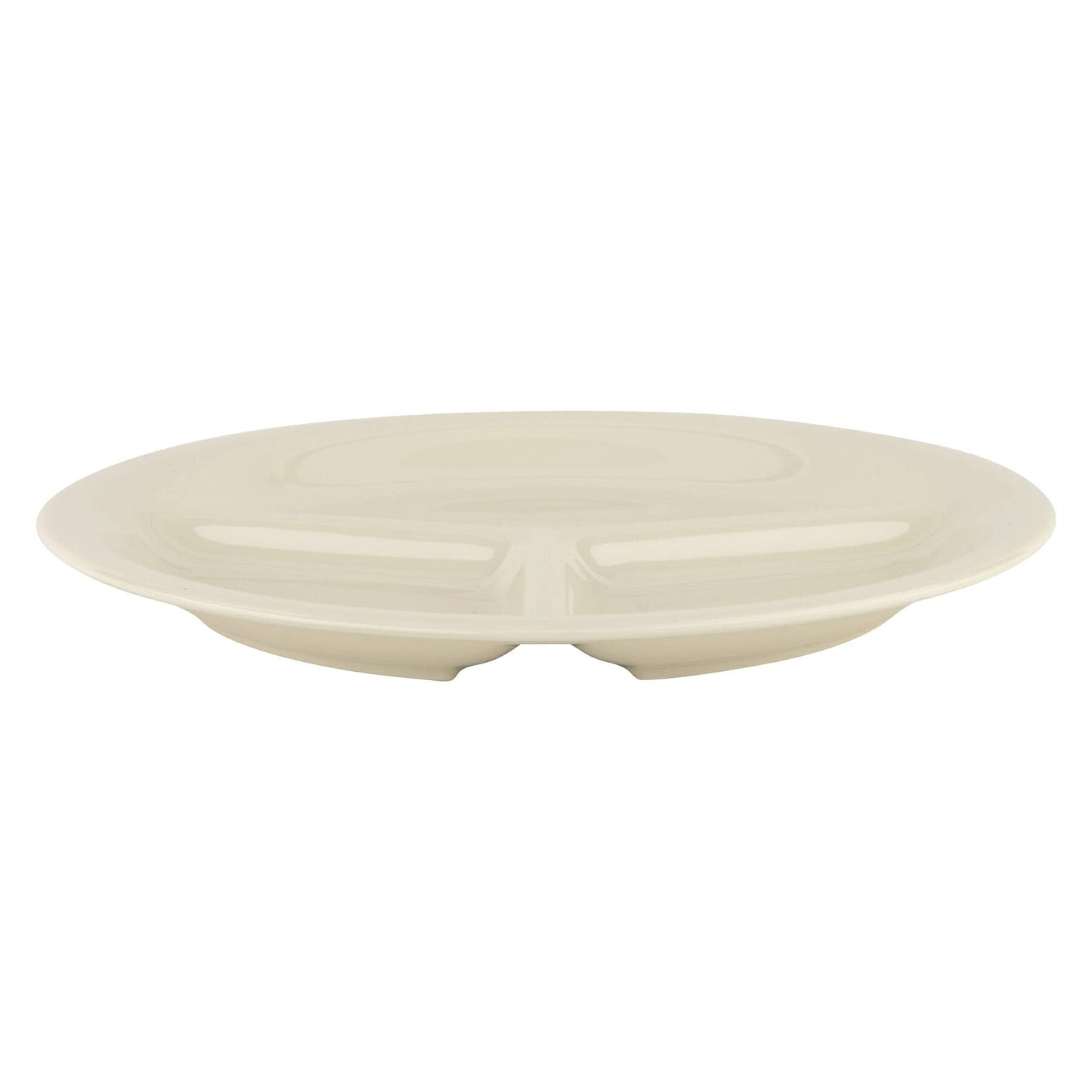 G.E.T. CP-10-DI Heavy-Duty 3-Compartment Divided Plastic Plates, 10.25", Diamond Ivory (Set of 12)