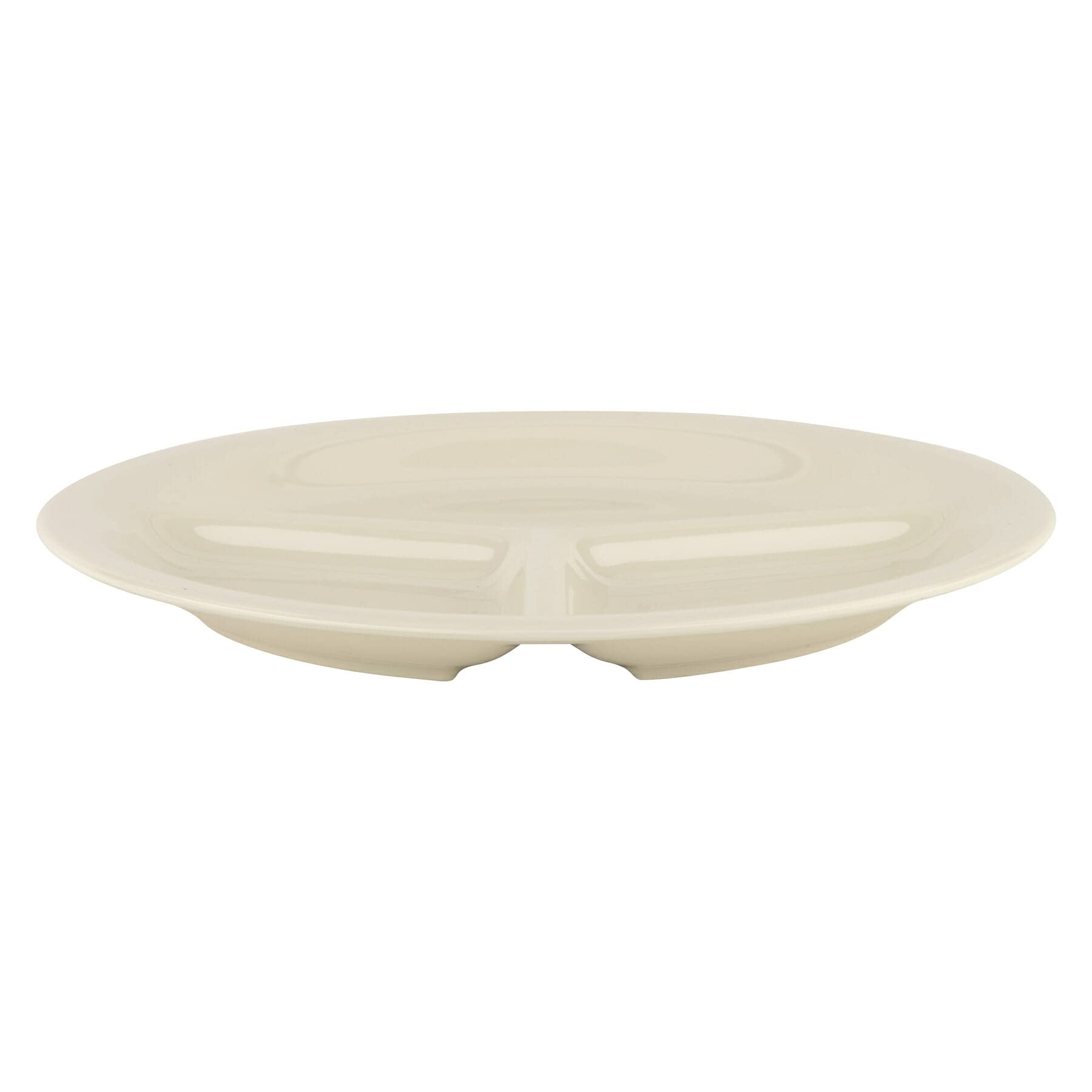 G.E.T. CP-10-DI Heavy-Duty 3-Compartment Divided Plastic Plates, 10.25", Diamond Ivory (Set of 12)