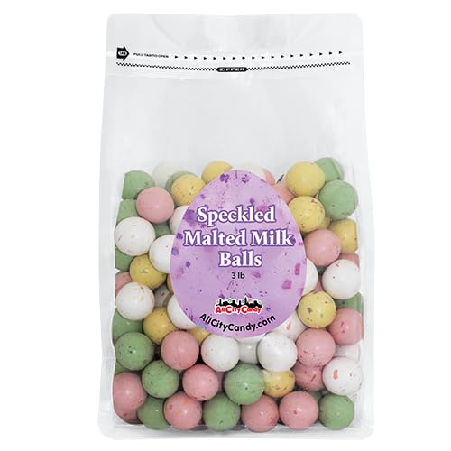 All City Candy Malted Milk Balls, Pastel Colored with Speckles, Milk Chocolate layer with Malt Center, Kosher Candy for Easter Baskets, Candy Buffets