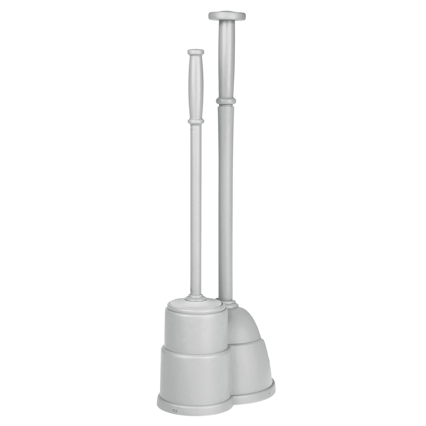 mDesign Plunger and Brush Set for Toilet Bowl - Hidden, Modern Toilet Brush and Plunger Set with Caddy - Brush Cleaner and Plunger Combo with Holder