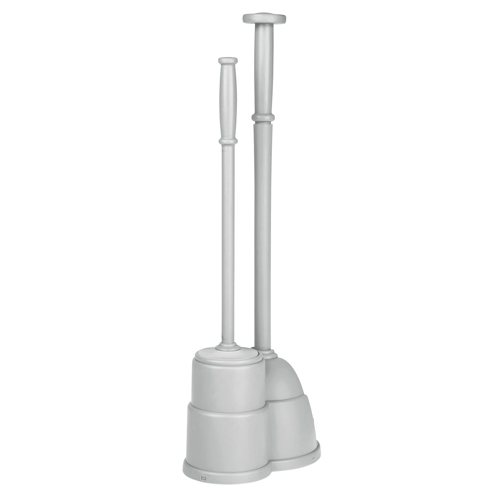 mDesign Plunger and Brush Set for Toilet Bowl - Hidden, Modern Toilet Brush and Plunger Set with Caddy - Brush Cleaner and Plunger Combo with Holder