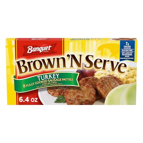 Banquet Brown 'N Serve Turkey Sausage Patties, Frozen Breakfast, 6.4 oz.