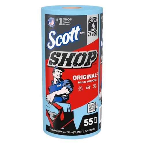 Scott Kimberly-Clark Professional Logistics Supply 75130KC Scott Shop Towels Blue 11 plug X 10,4 plug (27,9cm X 26,4cm), 1 Roll, 55 Per Pack