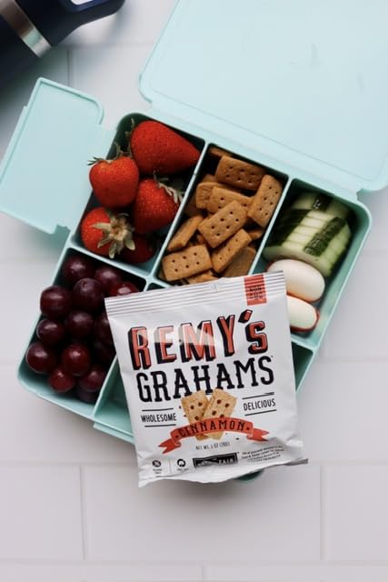 Safe + Fair Remy's Cinnamon Grahams 24ct - Wholesome Healthy Snacks - Bite-Sized Whole Grain Treats - Single-Serve Pouches for School Lunches