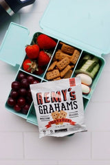 Safe + Fair Remy's Cinnamon Grahams 24ct - Wholesome Healthy Snacks - Bite-Sized Whole Grain Treats - Single-Serve Pouches for School Lunches