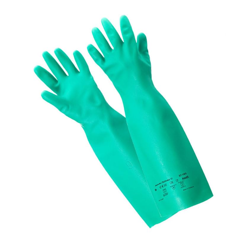 Ansell Sol-Vex 37-185-10 X-Large Glove 18" Size 10 (1 Pair) Unlined Nitrile Gloves Sandpatch Finish