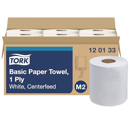 Tork Centerfeed Paper Wiper White M2, High Absorbency, 6 x 1000 Sheets, 120133