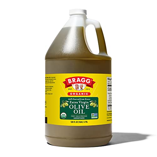 Bragg Organic Extra Virgin Olive Oil - Made with Greek Koroneiki Olives - Cold Pressed EVOO for Marinades & Vinaigrettes - USDA Certified, Non-GMO