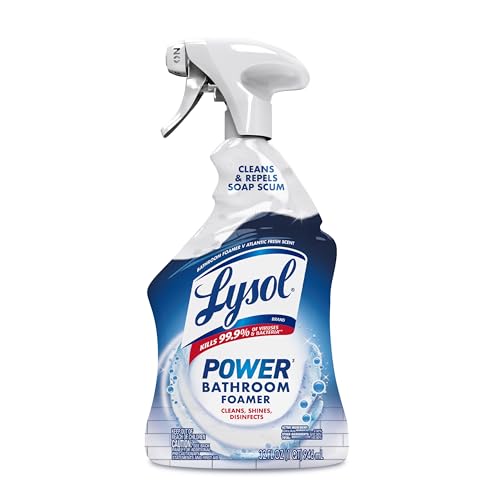 Lysol Power Foaming Bathroom Cleaner, Multipurpose Cleaner for Showers, Bathtubs, Sinks, Disinfectant Spray Kills 99.9% of Germs, Zero Bleach Cleaning