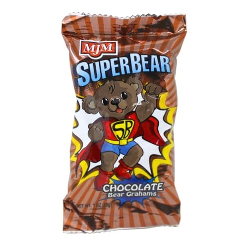 MJM SuperBear Chocolate Grahams - Case of 50 Packs | Delicious Snack for All Ages | Wholesome and Crunchy | Perfect for Parties and Snacking On-the-Go