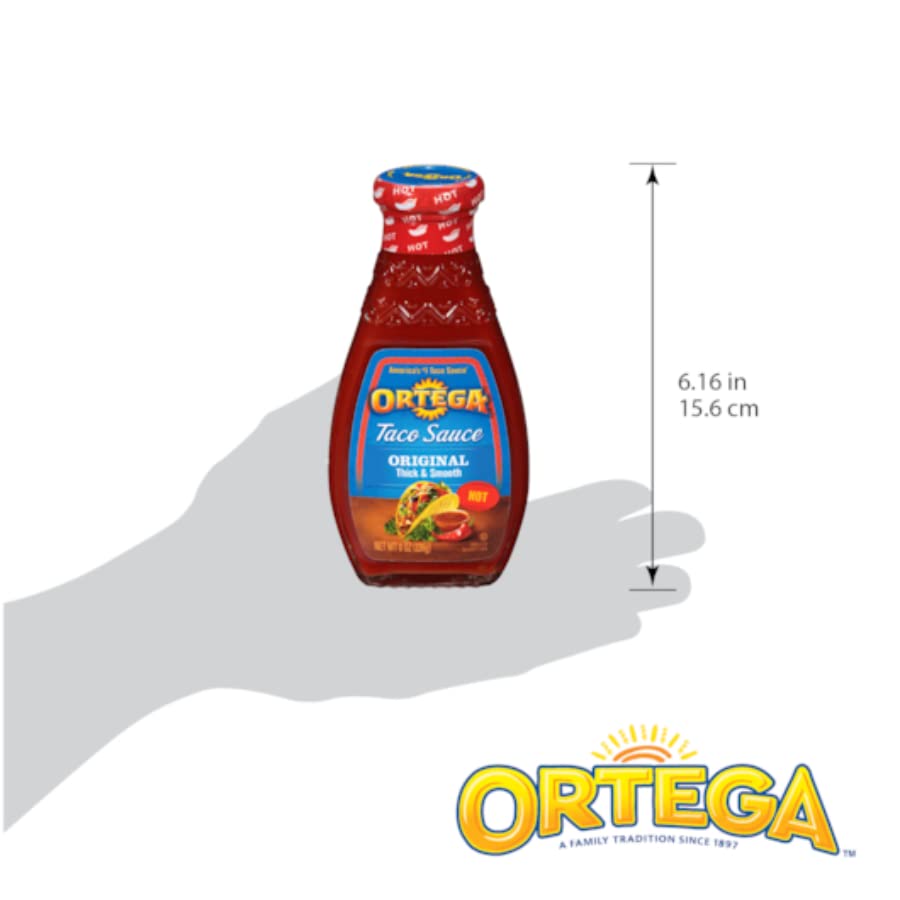 Ortega, Taco Sauce, 8oz Glass Jar (Pack of 3) (Choose Heat) (Hot)