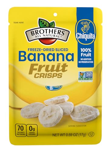 Brothers All Natural Freeze Dried Fruit Crisps, Banana, 0.59 Oz (Pack of 24), Made with 100% Fruit, Gluten Free, Soy Free, Vegan, Healthy Snack, Lunch