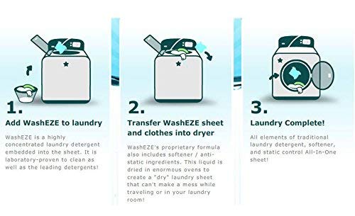 WashEZE 3-in-1 Laundry Detergent Sheets: Unscented Laundry Sheets - 120 Count Detergent Fabric Softener and Static Guard all in ONE SHEET! Saves You