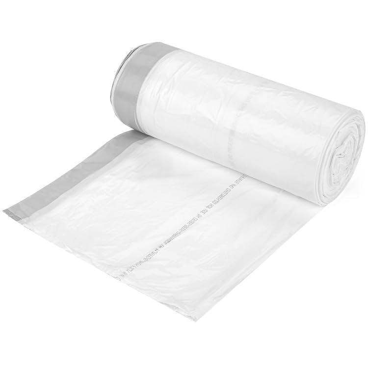 Commander 13 Gallon 0.9 MIL Lemon Tall Kitchen White Drawstring Trash Bags - 24" x 27" - Pack of 48 - for Home, Kitchen, & Office