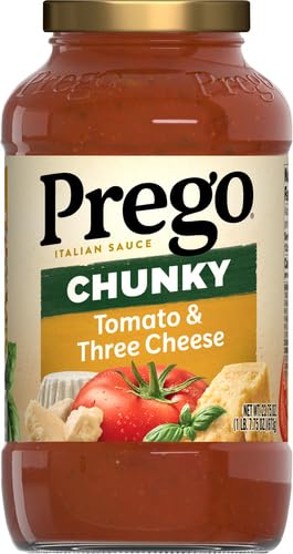 Prego Chunky Tomato and Three Cheese Pasta Sauce, 23.75 oz Jar