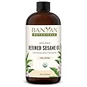 Banyan Botanicals Refined Sesame Oil - Organic Sesame Oil for Skin, Body, Hair & More - Multiple Sizes - 24 oz - Non GMO Sustainably Sourced Vegan