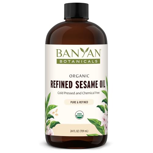 Banyan Botanicals Refined Sesame Oil - Organic Sesame Oil for Skin, Body, Hair & More - Multiple Sizes - 24 oz - Non GMO Sustainably Sourced Vegan