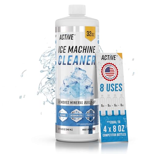 ACTIVE Ice Machine Cleaner Maker Descaler - 32 fl oz (8 Uses) Nickel Safe Ice Maker Cleaner Solution - Compatible with Whirlpool 4396808