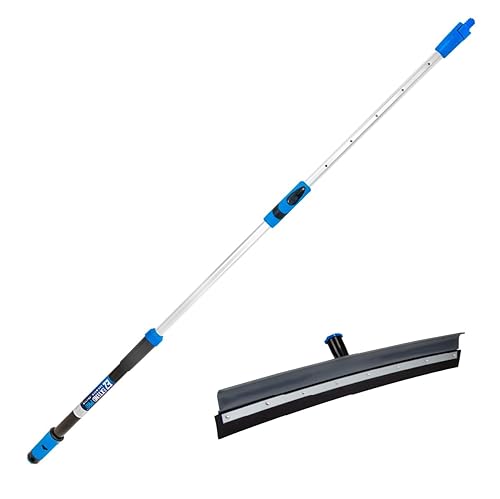 Unger Professional Lock-On 22 in. Curved AquaDozer Rubber Floor Squeegee with Ez Extend Pro Telescopic Pole, Lightweight Rubber Durable Squeegee