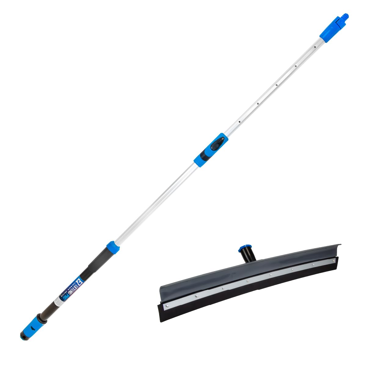 Unger Professional Lock-On 22 in. Curved AquaDozer Rubber Floor Squeegee with Ez Extend Pro Telescopic Pole, Lightweight Rubber Durable Squeegee