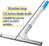 Hot Griddle Squeegee with 7.8 Inch Flexible Heat-Resistant Rubber Blade, 18" Long Handle, Ideal for 300 to 350 Degree Fahrenheit hot griddles Cleaning