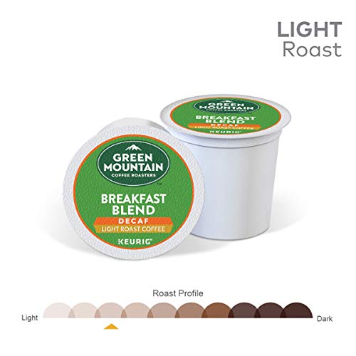 Green Mountain Coffee Roasters Breakfast Blend Decaf, Single-Serve Keurig K-Cup Pods, Light Roast, 96 Count (4 Boxes of 24 Pods), 96.0 Count