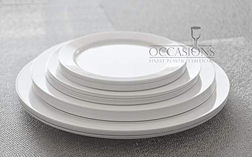 " OCCASIONS " 40 Plates Pack, Heavyweight Disposable Wedding Party Plastic Plates (10.5'' Dinner Plate, Plain White)